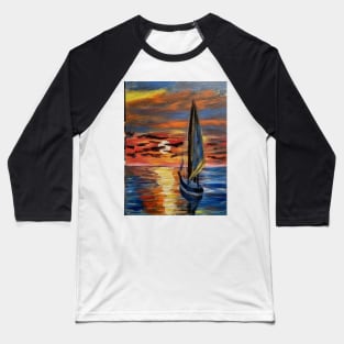 sailing at sunset . Baseball T-Shirt